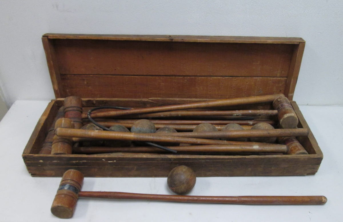 Vintage Wooden Croquet Set in Original Box/Box