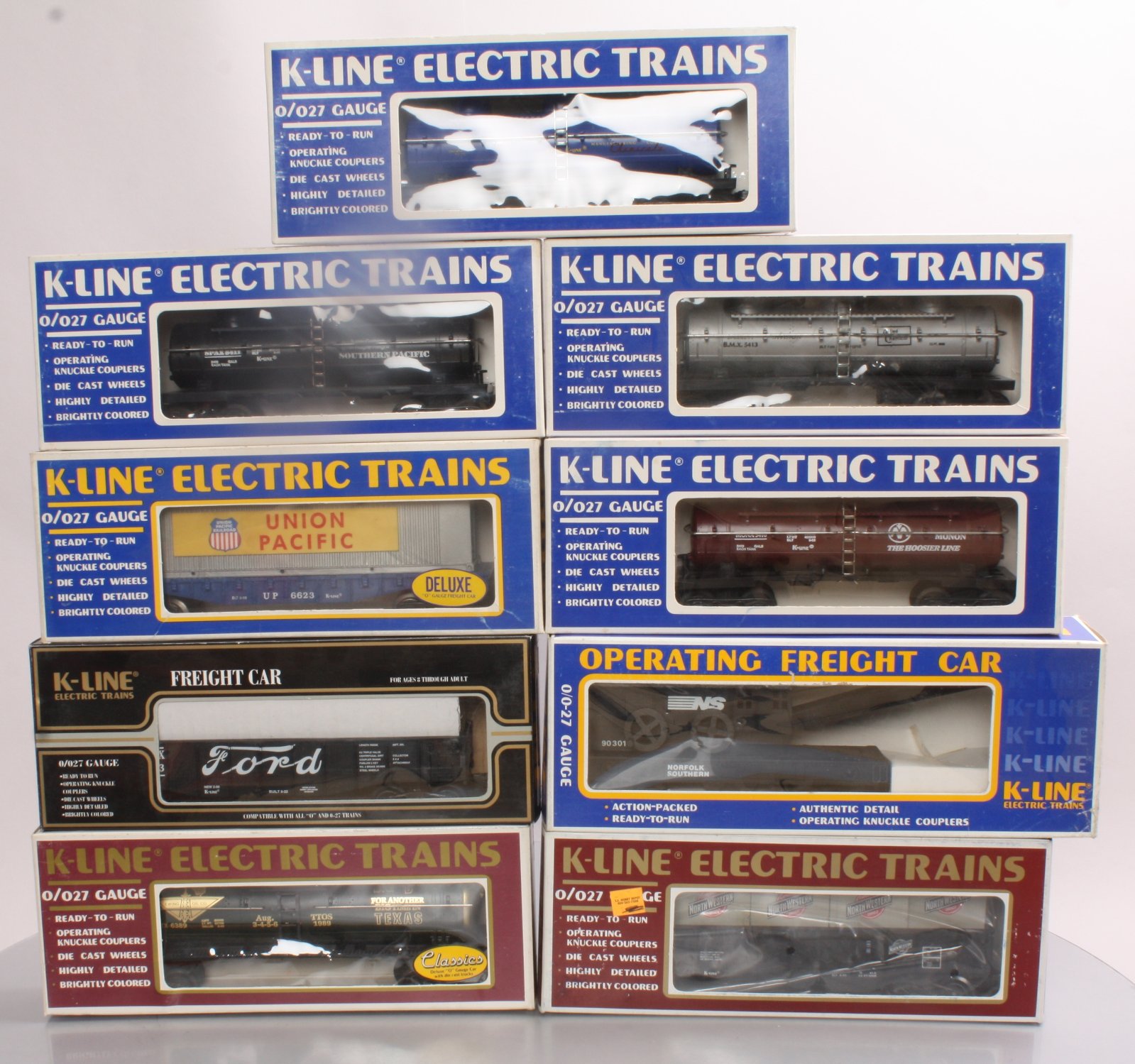 KLine O Gauge Freight Cars K5410, K5412, K6533, K5411, K5413 (9)/Box