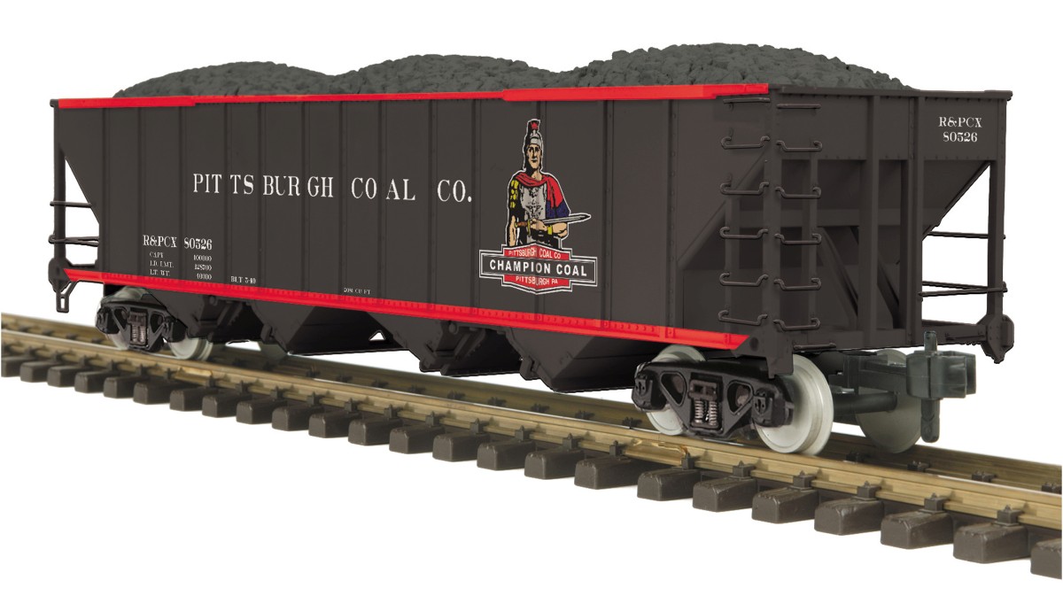 MTH 7075063 G Scale Pitts Coal Co. 4 Bay Hopper with Metal Wheels