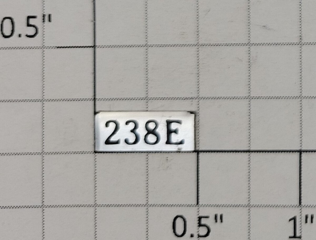 Lionel 238E-4 "238E" Adhesive Nameplate (Reproduction)
