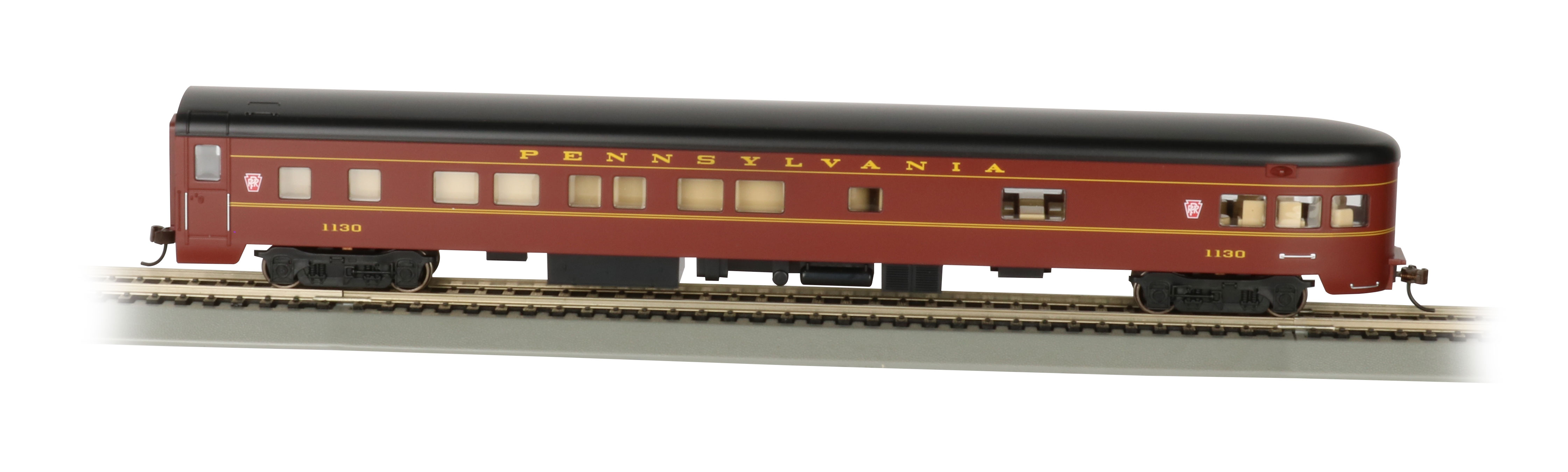 Bachmann 14301 HO PRR 85' SmoothSide Observation Car with Lighted