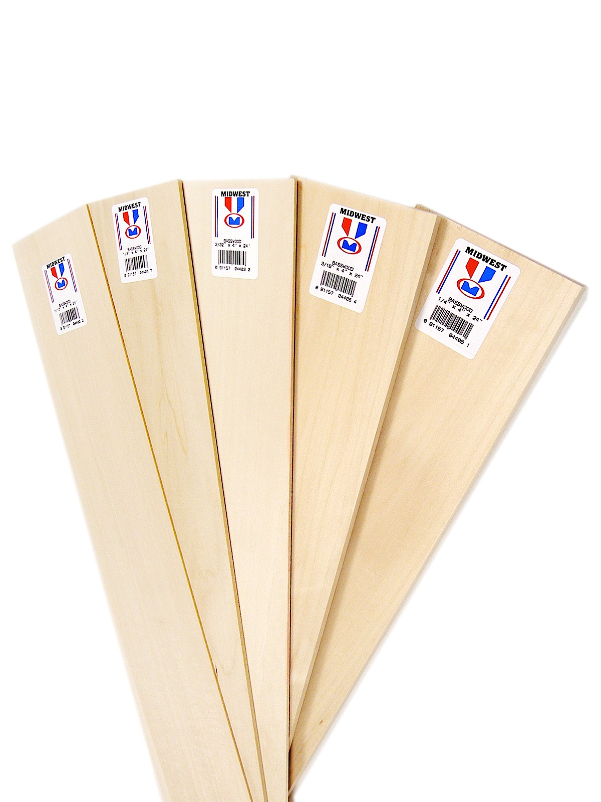 Midwest Products 4131 3/32" x 8" x 24" Basswood Sheets (Pack of 10