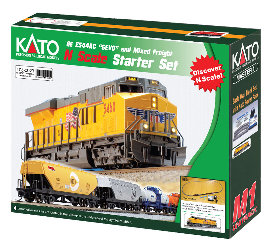 Kato 106 0023 N Scale Up Es44ac Diesel Freight Train Set Ebay