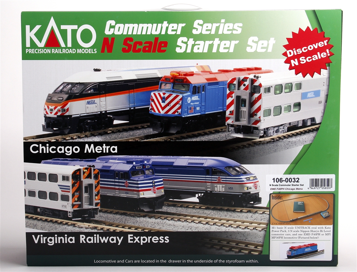 Kato 1060032 N Scale Chicago F40PH Metra Train Set 4949727058597 eBay