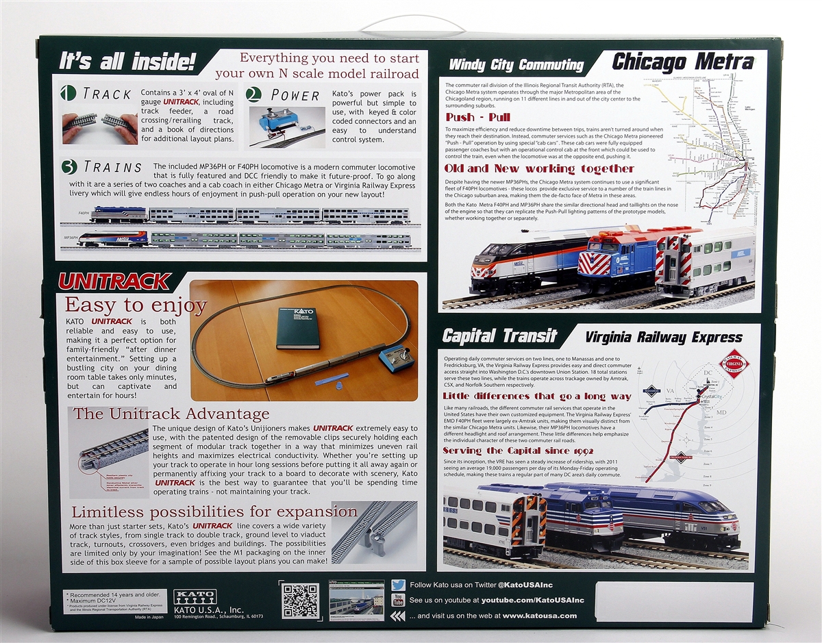 Kato 1060032 N Scale Chicago F40PH Metra Train Set eBay