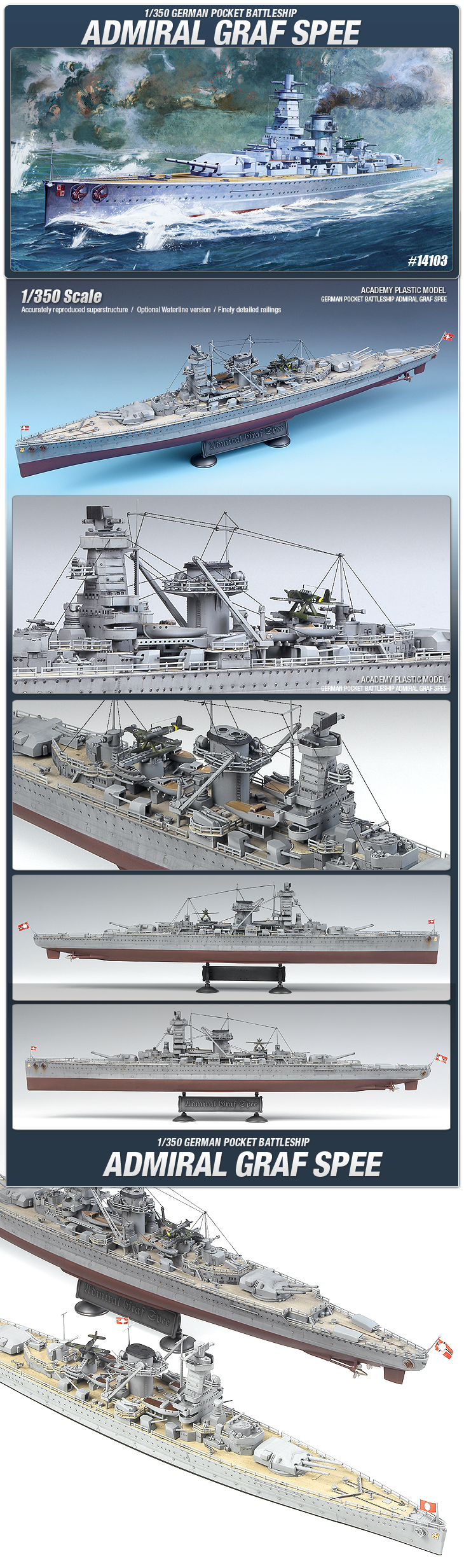 ACADEMY 14103 1 350 Admiral Graf Spee German Pocket Battleship 60 67 