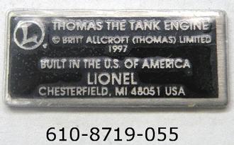 Lionel 6108719055 Nameplate Thomas (New)
