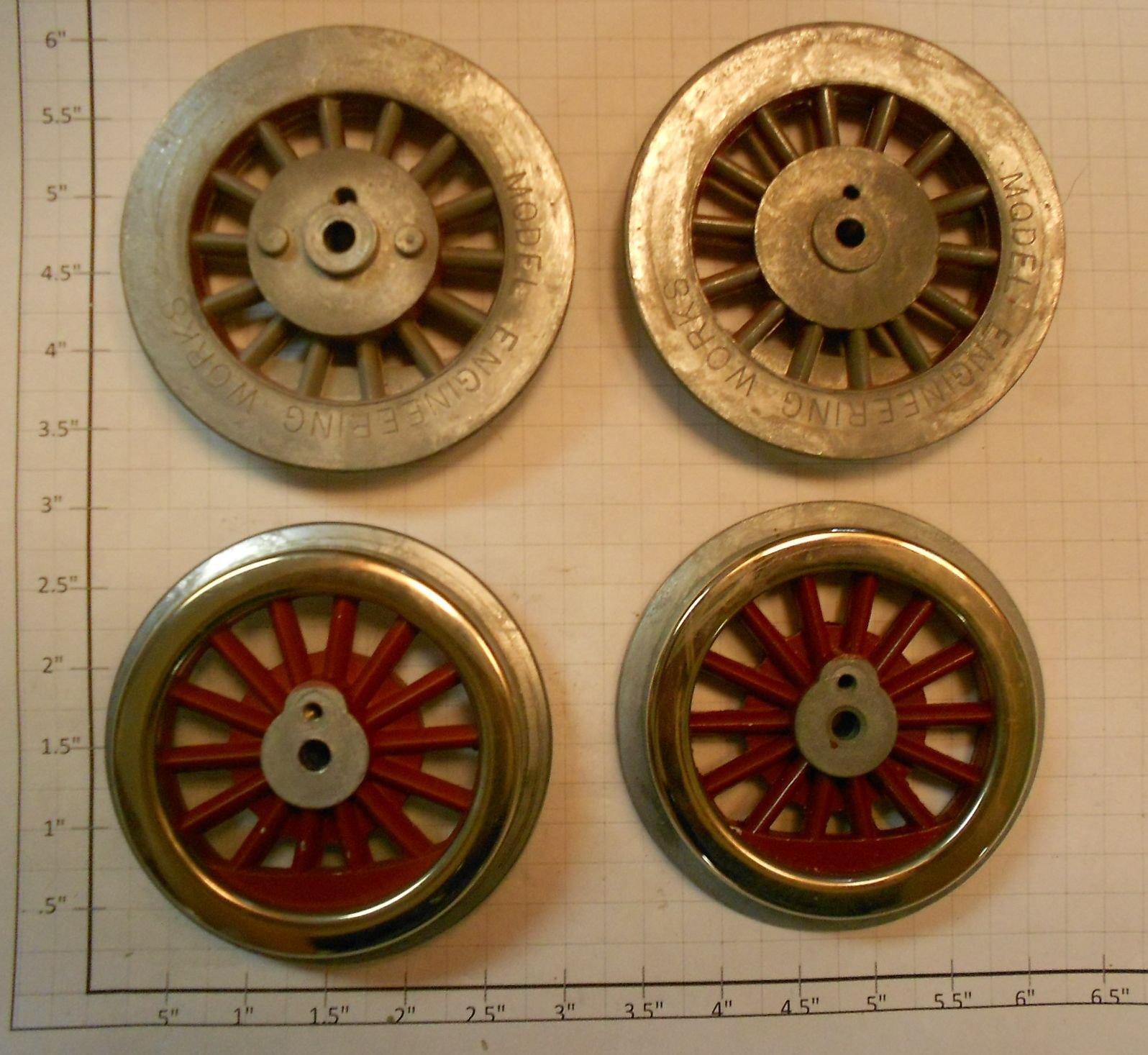 Lionel 400E-69/95 Red Spoked 2-3/4" Std. Gauge Steam Loco Wheels (Set of 4) (Red MEW Set of 4)