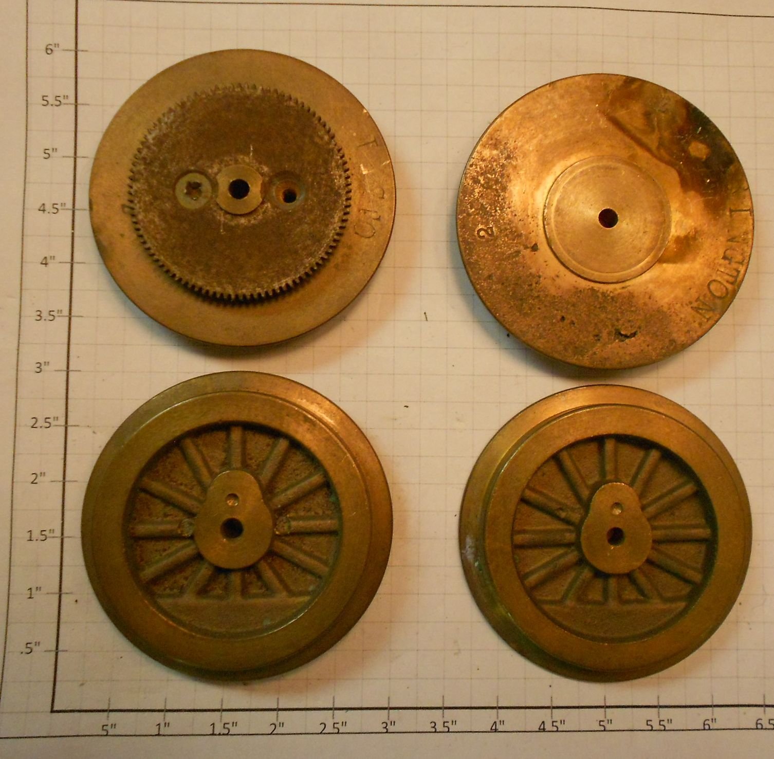 Lionel 400E-69/95 Brass Solid 2-3/4" Std. Gauge Steam Loco Wheels (Set of 4) (Brass Rington Set 4)