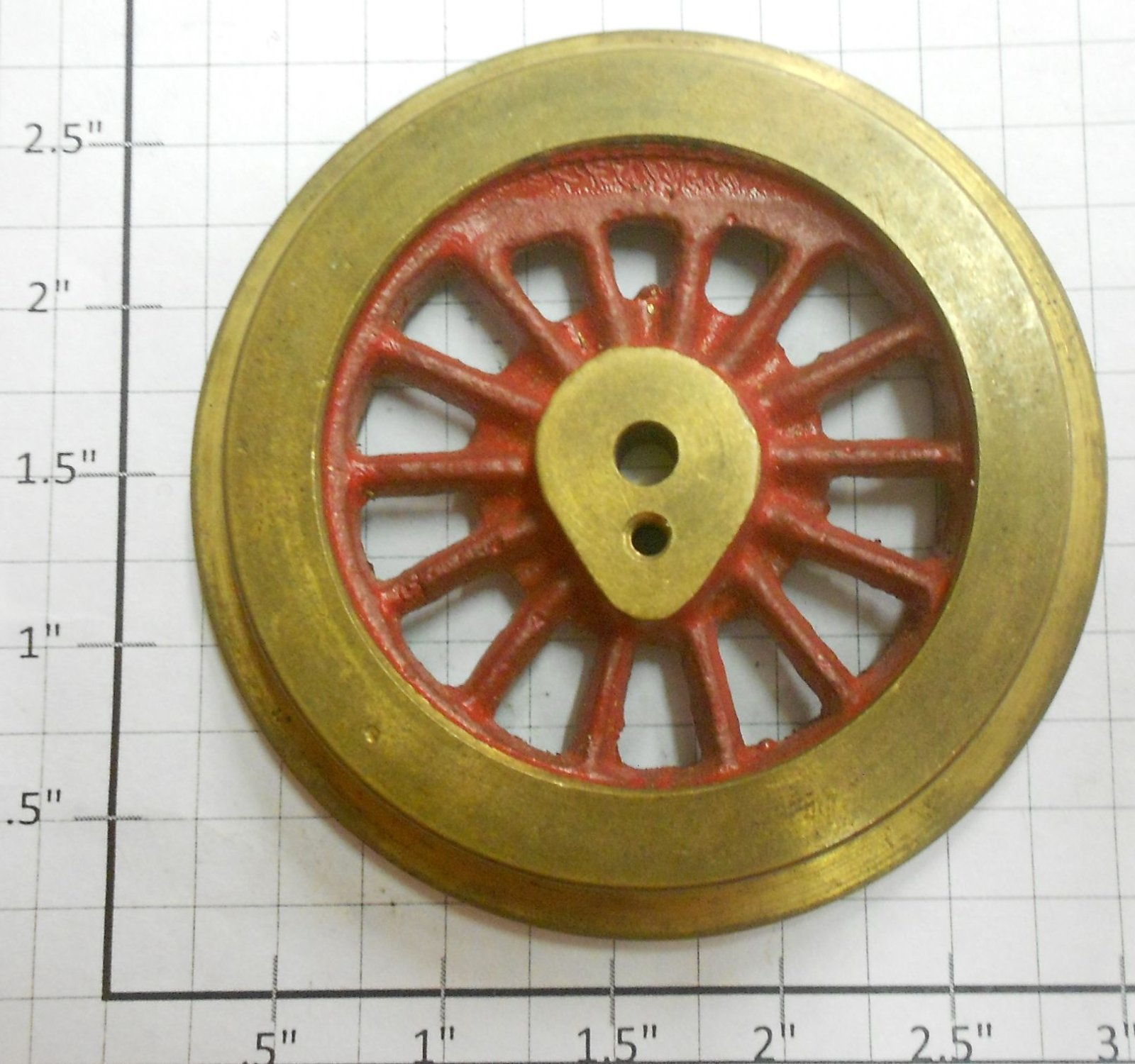 Lionel 400E-95 Red Brass Spoked 2-3/4" Std. Gauge Steam Loco Plain Wheel (Brass Red Plain)