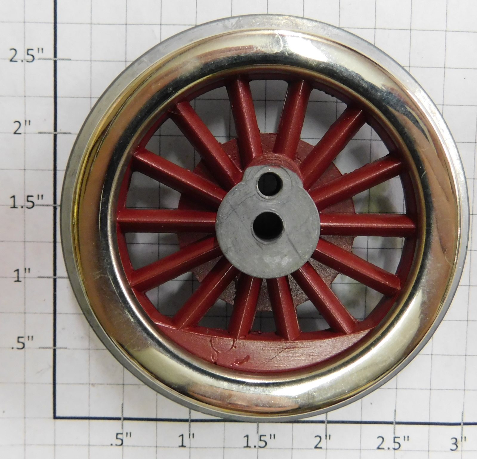 Lionel 400E-69 Red Spoked 2-3/4" Std. Gauge Steam Loco Gear Wheel (4-40 Thread) (MEW Red Gear)