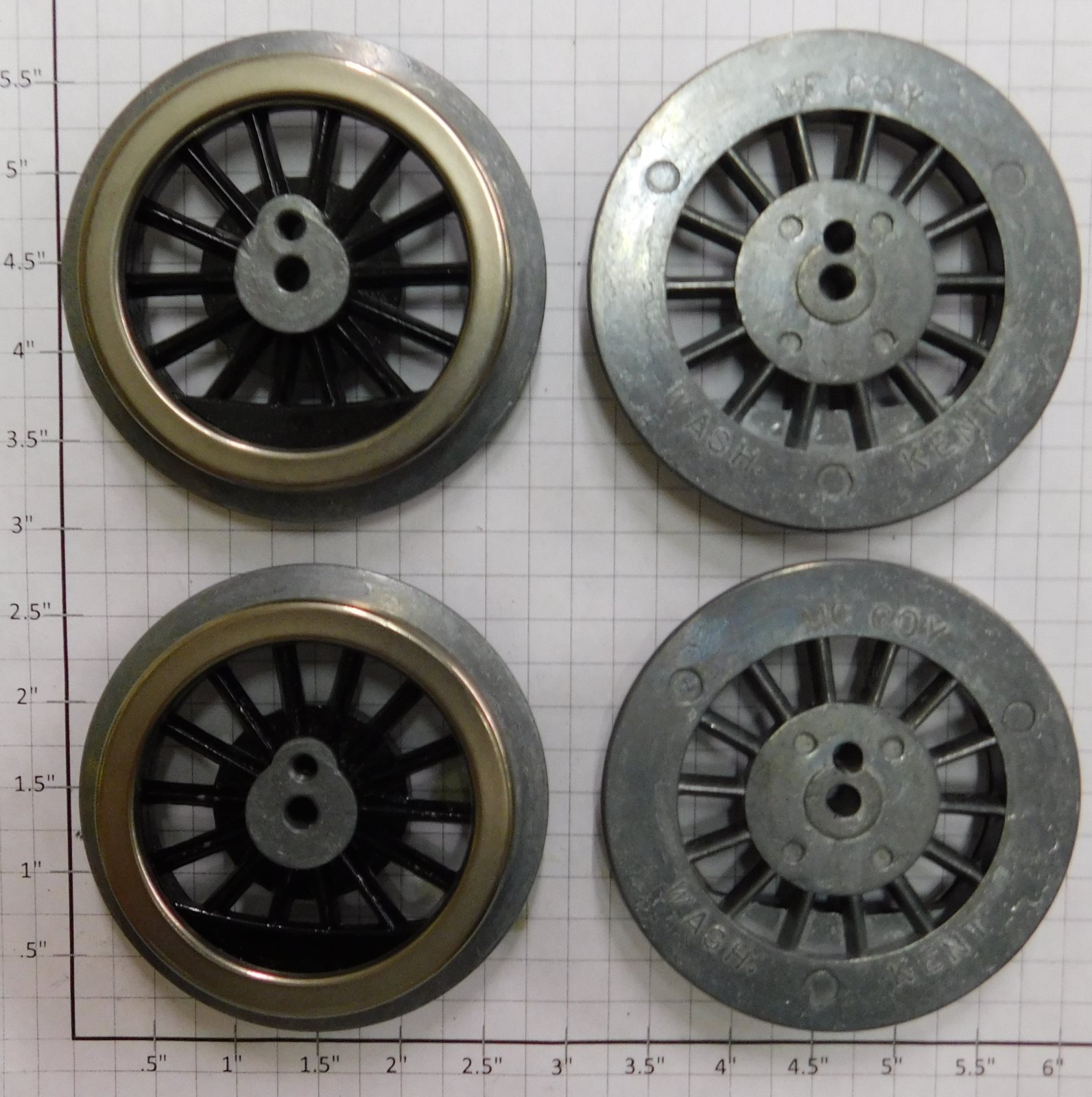 Lionel 400E-69/95 Black Spoked 2-3/4" Std. Gauge Steam Loco Wheels (Set of 4) (McCoy Black Set of 4)