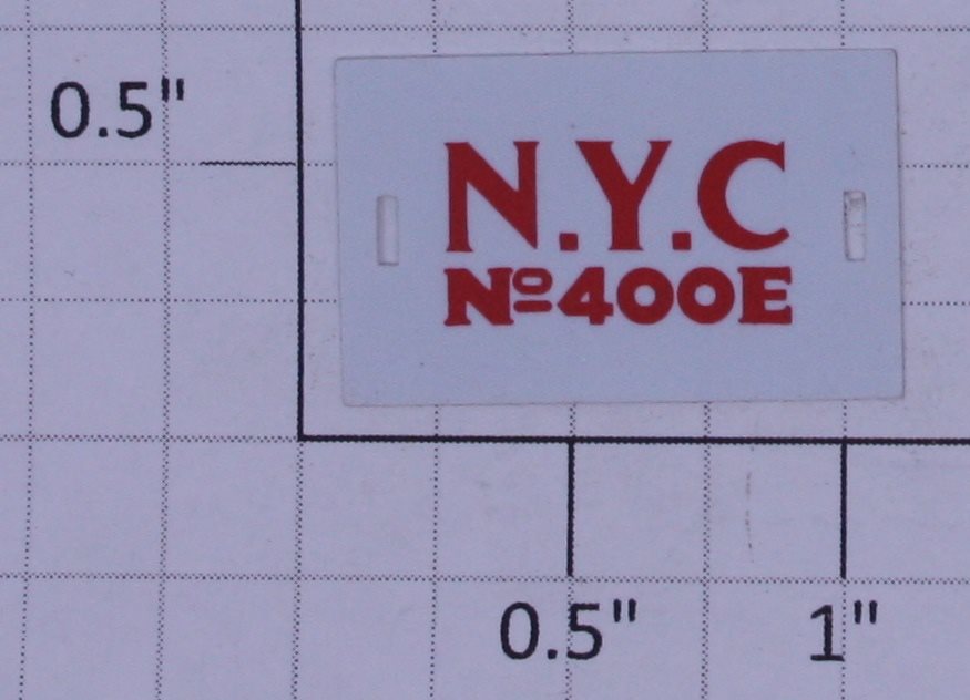 Lionel 400E-38 Red 400E NYC Number Board Plate (Repro-Red NYC)