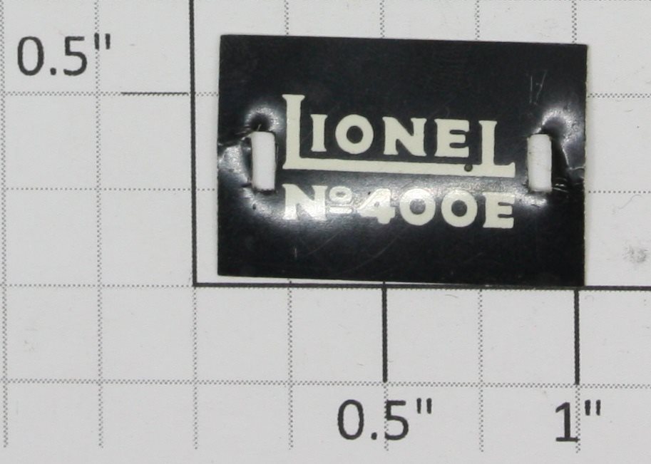 Lionel 400E-38 Black Slotted Number Board Plate with White Lettering (Repro-Slotted)