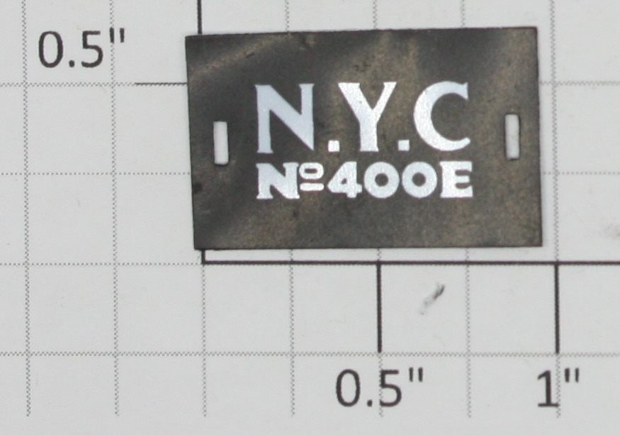 Lionel 400E-38 Black 400E NYC Number Board Plate (Repro-Black NYC)