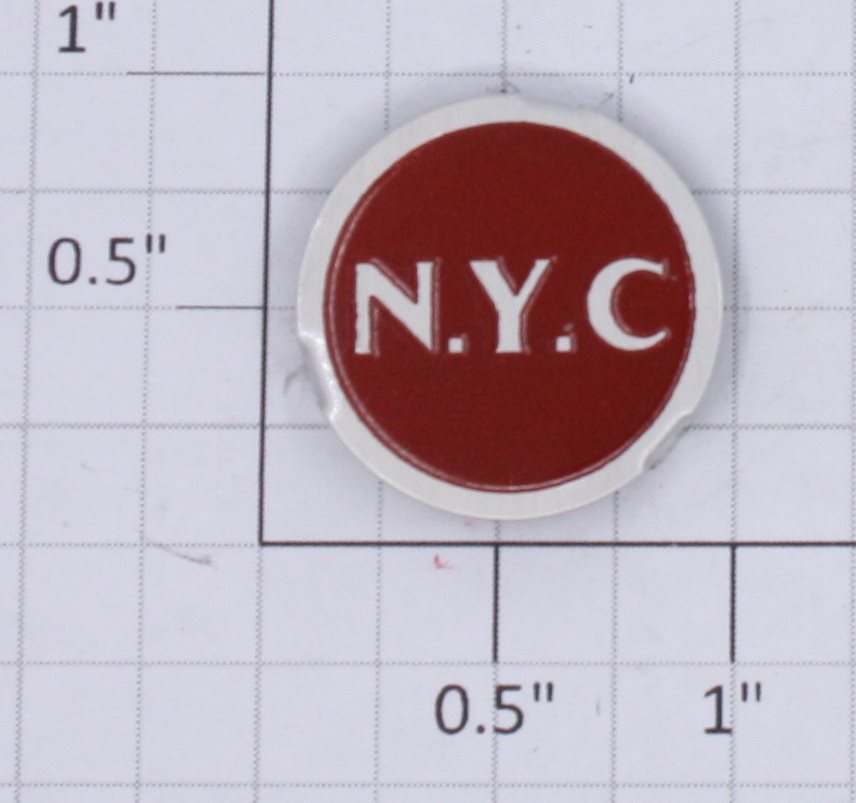 Lionel 400E-33 NYC Circle Nickel Nameplate (Repro-NYC Red)