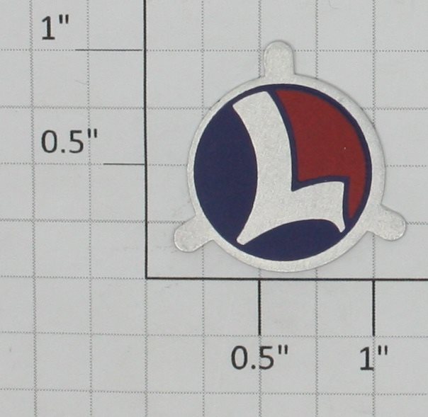 Lionel 400E-33 Metal 7/8" Circle L Nameplate with Mounting Tabs (Reproduction)