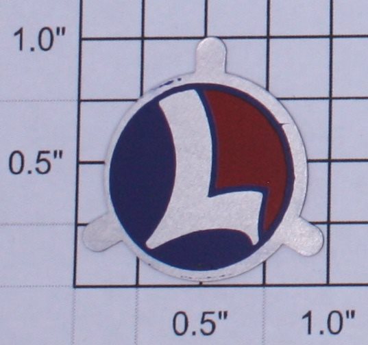 Lionel 400E-33 Aluminum 7/8" Circle L Nameplate with Mounting Tabs (Repro-Aluminum)