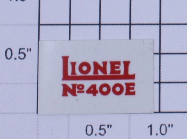 Lionel 400E-38 400E Number Board Plate - White with Red Lettering (Repro-Red)