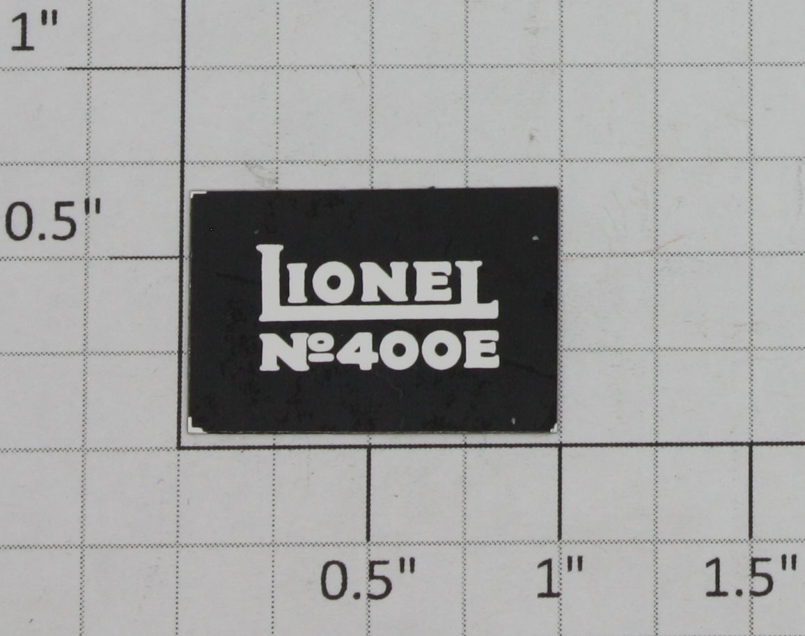 Lionel 400E-38 Black Number Board Plate with White Lettering (Repro-Black)