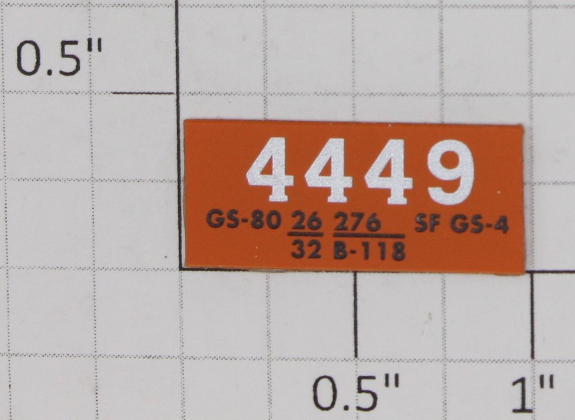 Lionel 18071-22 "4449" Southern Pacific Daylight GS-3 Name Plate w/ Adhesive (Adhesive Name plate)