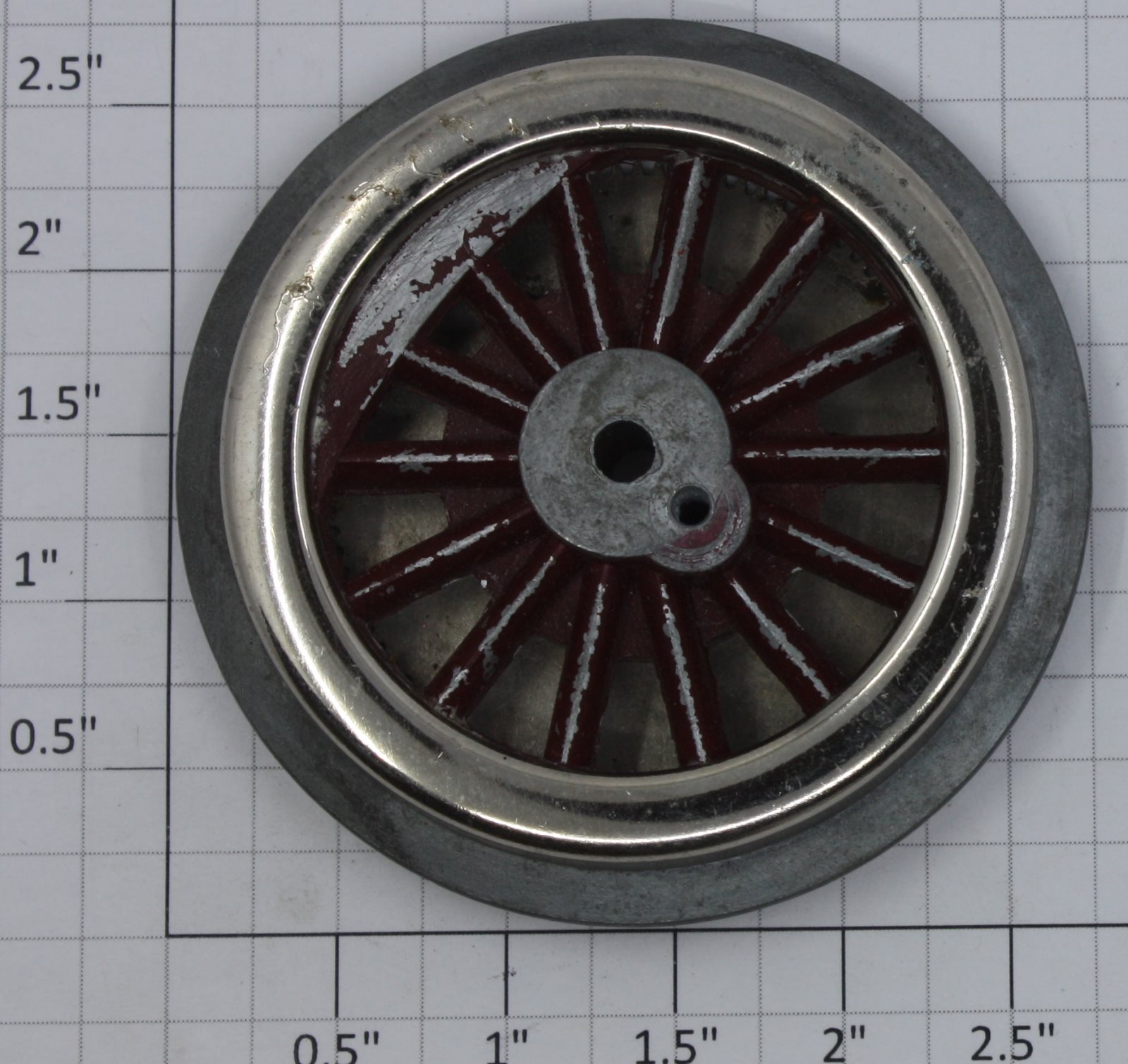 Lionel 400E-69 Red Spoked 2-3/4" Std. Gauge Steam Loco Gear Wheel (4-40 Thread) (Used Red MEW)