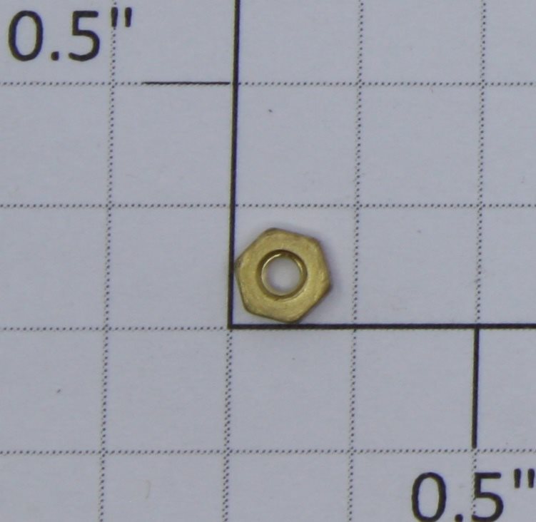 Lionel 2309-25 Brass #2-56 X 3/16" Hex Nut (Brass- #2-56 X 3/16")